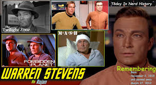 Remembering Warren Stevens, born November 2, 1919 and passed away March 27,  2012. For More Information  https://www.facebook.com/photo/?fbid=859884359476115&set=a.554644783333409  . #TodayInNerdHistory #November2 #warrenstevens #startrek #thetwilightzone  ...