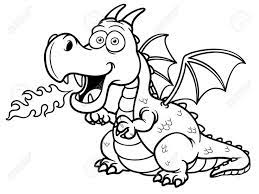 vector illustration of cartoon dragon fire coloring book page unicorn pages books coloriage de violon instruments