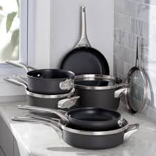 Calphalon Stackable 10 Piece Cookware Reviews Crate And Barrel Calphalon Cookware Induction Cookware Cookware Set
