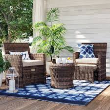 Halsted 5pc All Weather Wicker Patio Chat Set Charcoal Threshold In 2020 Outdoor Patio Decor Small Patio Furniture Small Outdoor Patios