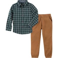Nautica Infant Boys 2 Pc Button Down Shirt And Pants Set