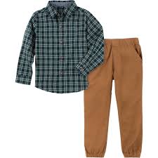 nautica infant boys 2 pc button down shirt and pants set