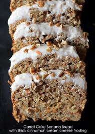Incredible Healthy Carrot Cake Banana Bread With Thick Cinnamon Cream Cheese Frosting Desserts Banana Recipes Healthy Carrot Cakes