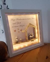 Stone Picture Picture Frame Picture Frame Illuminated House Entrance Family Gift Frames Stones Gift For Friends Moving House Opening In 2020 Diy Crafts For Gifts Framed Gifts Family Gifts
