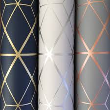 Metro Diamond Geometric Wallpaper Charcoal And Copper Wow002 Geometric Wallpaper Navy Geometric Wallpaper Grey Wallpaper Bedroom