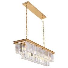 Amazon Com Osairuos L40 Modern Rectangular Crystal Chandelier Lighting Linear Pendant Ceili Rectangle Chandelier Drum Shade Chandelier Ceiling Light Fixtures