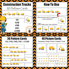 Looking For A Fun Activity To Add To The Math Area During Your Construction Unit Add These Pattern Cards To Your Construction T Card Patterns Maths Area Math