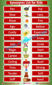 We added many fun exercises here to help you teach children. Synonyms List For Kids Kids Synonyms List Pdf Synonym List English Lessons