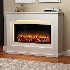Wall mounted fire place, pebbles add elegant effect, black glass with stainless steel front panel. Danby Glass Fronted Electric Fire Suite Endeavour Fires And Fireplaces