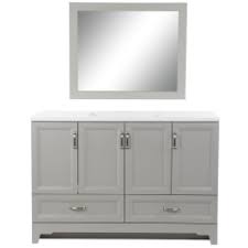 It not only keeps your bathrooms sanitary, but also prolongs the durability of your vanity since the chemicals you use in the bathroom. Style Selections 48 In Smoky Gray Undermount Single Sink Bathroom Vanity With White Cultured Marble Top Mirror Included In The Bathroom Vanities With Tops Department At Lowes Com