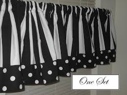 Black And White Polka Dot Fabric Walmart Black And White Stripe And Polka Dot Valance By Kangaroocloset White Kitchen Curtains Black Curtains Curtains