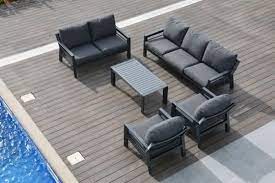 Mit oder ohne schlaffunktion als kleines einzelsofa oder für elementgruppe klassisch oder modern günstig bei höffner online kaufen Outflexx 3 Sitzer Sofa Anthrazit Olefin Alu 20853 Lounge Mobel Lounge Tisch Lounge