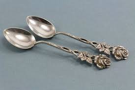 2 Mocha Spoons Made Of 835er Silver Espresso Spoon With Roses Two Small Mocha Spoons Or Espresso Spoons M Vintage Cutlery Art Nouveau Silverware Silver Cutlery