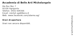 1500 ore e 60 cfu. á… Orari Accademia Di Belle Arti Michelangelo Via Bac Bac 7 92100 Agrigento