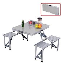 Costway Outdoor Garden Aluminum Portable Folding Camping Picnic Table W 4 Seats See This Gr Folding Picnic Table Picnic Table Camping Picnic Table