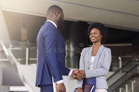 Nice To Meet You. Two African Business People Introducing Outdoors Stock  Photo - Image of meeting, agreement: 157662300