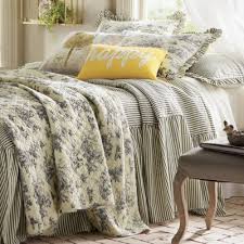 Black And Cream Ticking Bedding Ticking Stripe Ruffled Bedspread Ruffle Bedspread French Country Bedrooms Bed Spreads