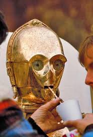 c3p0 anthony daniels taking a much needed drink break during filming star wars 1977 star wars cast star wars 1977 star wars episode iv