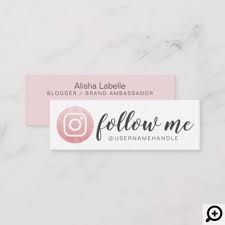 Description creative and clean business card template photoshop features: Follow Me Social Media Instagram Blush Pink Mini Business Card Moodthology Papery