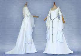 Elven Dress Wedding Dress Medieval Elbe Eowyn Galadriel Ivory Silver Samina Elven Dress Elf Dress Medieval Wedding Dress