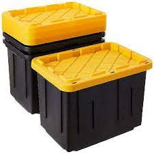 Extra heavy duty all welded 12 ga. Homz Durabilt 27 Gallon Tough Container Black And Yellow Set Of 2 For Sale Online