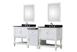 This bathroom vanity set features a unique contemporary design, with clean lines, and sleek, modern. 83 Bath And Makeup Hybrid Vanity In White With Granite Vanity Top In Black With White Basin And Mirrors