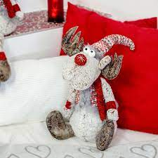 Pluschtier Elch Sitzend Weihnachtsdekoration Stoff Kuscheltier Kuscheltiere Pluschtiere Stofftiere