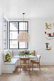 Charming kitchen with a dining nook in the corner that sits beside the open shelving. 37 Breakfast Nook Ideas Kitchen Nook Furniture