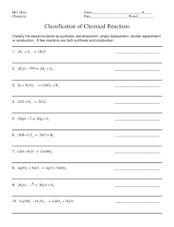 Classification of matter worksheet with answers. Classification Of Chemical Reactions Chm 02 Worksheet 2