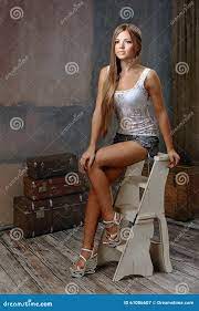 Girl with long legs stock image. Image of travel, baggage - 61086607