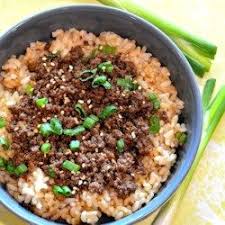 1 1/3 cups brown rice · 1 tbsp rice bran oil · 1 egg, lightly beaten · 2 garlic cloves, crushed · 3cm piece fresh ginger, peeled, finely grated · 500g lean beef . Easy Korean Ground Beef Bowl Recipe Beef Bowl Recipe Korean Ground Beef Beef Recipes