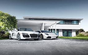 Here you can get the best audi r8 spyder 2018 wallpapers for your desktop and mobile devices. Hd Wallpaper Audi R8 Spyder Lamborghini Mursielago White Convertible Coupe And Gray Sports Coupe Wallpaper Flare