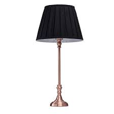 lampe a poser de design classique en metal de couleur cuivre avec abat jour en tissu noir pou abat jour en tissu pied de lampe de table tables de chevet hautes