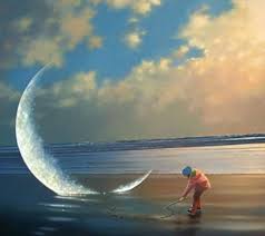 Moon On The Beach Surreal Art Moon Art Art