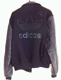 Vintage Adidas Varsity Wool Jacket Leather Sleeves Large Etsy Wool Jacket Vintage Adidas Leather Sleeve