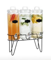 Not recommended for hot liquids! Amazon Com Simple Flow 3 Piece Mason Jar Glass Drink Beverage Dispenser 0 65 Gallons Each Iced Beverage Dispensers Drink Dispenser Jar Mason Jars