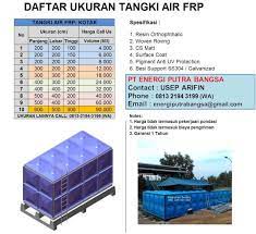 Dapatkan informasi lebih lanjut mengenai produk roof tank frp beserta spesifikasi dan harga panel tank dengan menghubungi call centre dan marketing kami secara langsung. Daftar Harga Tangki Air Frp Roof Tank Energi Putra Bangsa