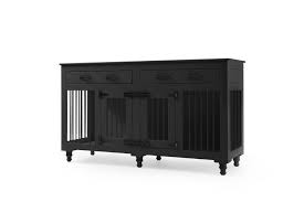 Double Medium Doggie Den In Matte Black Complete With Soft Close Drawers So Would You Go For The Draw Dog Crate Furniture Wooden Dog Kennels Crate Furniture