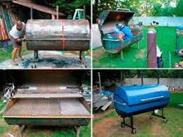 275 Gallon Underground Gas Tank Into A Charcoal Grill I Had The Opportunity To See My Welding Instructor Bui Portable Fire Pits Fire Pit Accessories Fire Pit