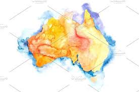 Watercolor Map Of Australia Water Color World Map Watercolor Map Australia Map