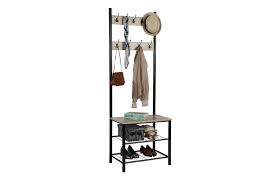 Ovela Hallway 9 Hook Coat Rack Black Coat Hat Racks Metal Wire Shelf Wire Shelving Coat Rack