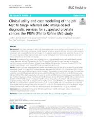 PDF) Clinical utility and cost modelling of the phi test to triage  referrals into image-based diagnostic services for suspected prostate  cancer: The PRIM (Phi to RefIne Mri) study