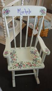 Vintage Children S Rocking Chair Custom Painted With Hand Painted Artwork Perfect Personalized Gift I Painted Rocking Chairs Rocking Chair Kids Rocking Chair