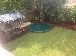 Inground Trampoline Kids Cubby Came Up Beautifully In 2020 Backyard Playground Backyard Trampoline Backyard