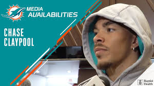 Chase Claypool meets with the media