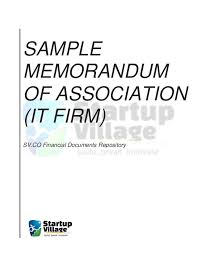 The memorandum of association of a company is an important corporate document in certain jurisdictions. Sample Memorandum Of Association It Firm