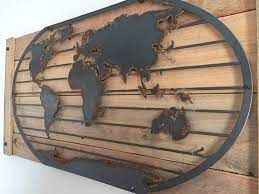 Rustic Metal World Map Magnetic World Map Large World Map Etsy In 2021 World Map Wall Art World Map Decor Map Wall Art