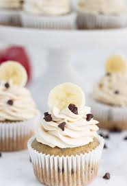 Chocolate Chip Banana Cupcakes With Peanut Butter Frosting Recipe Banana Chocolate Chip Cupcake Recipes Desserts
