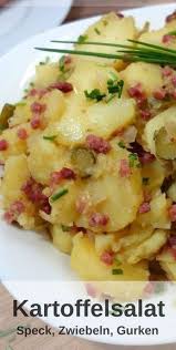 Kartoffelsalat Mit Speck Zwiebeln Und Gurken Meinestube Rezept Kartoffelsalat Kartoffelsalat Mit Speck Speck