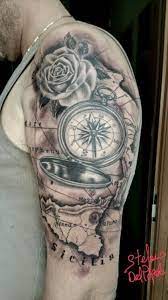 Compass Map Rose Tattoo Ideen Manner Arm Karten Tattoos Tattoo Armel